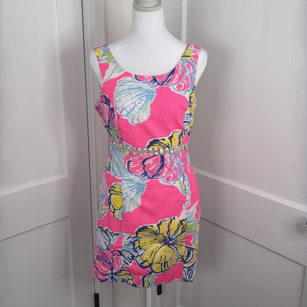Lilly Pulitzer Dress Womens 4 Iggy Pink Swept by the Tides Cut-Out Cotton